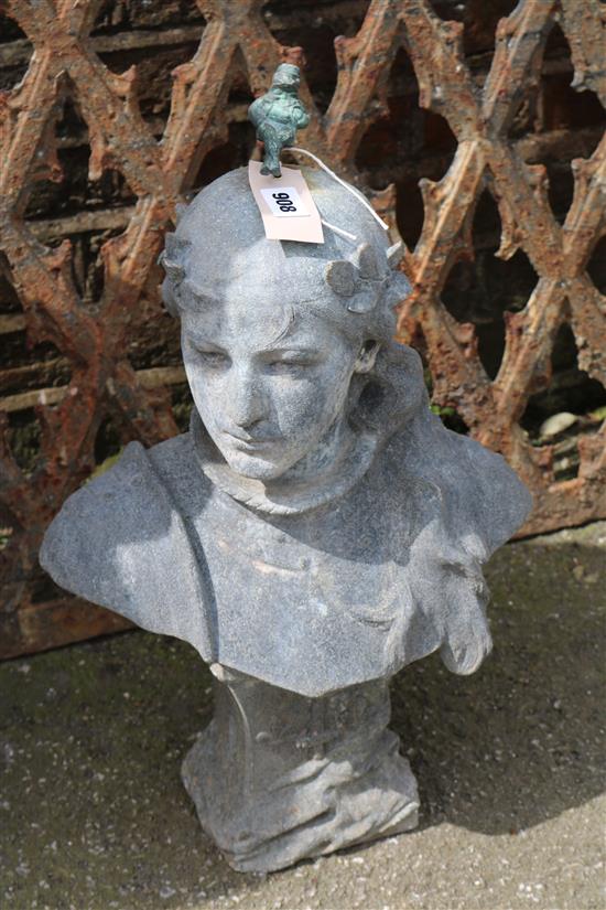 Spelter bust of Joan of Arc
